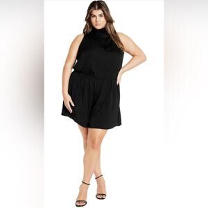 City Chic Women's Plus Size 18 Black Kiana Playsuit Romper